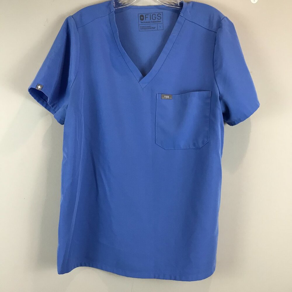 Women's Figs Lt Blue Scrubs Top Size L